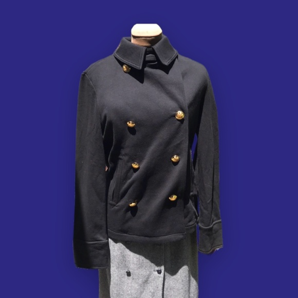 Lauren Ralph Lauren Military Style Double Breasted Jacket Gold Crest Buttons Med
